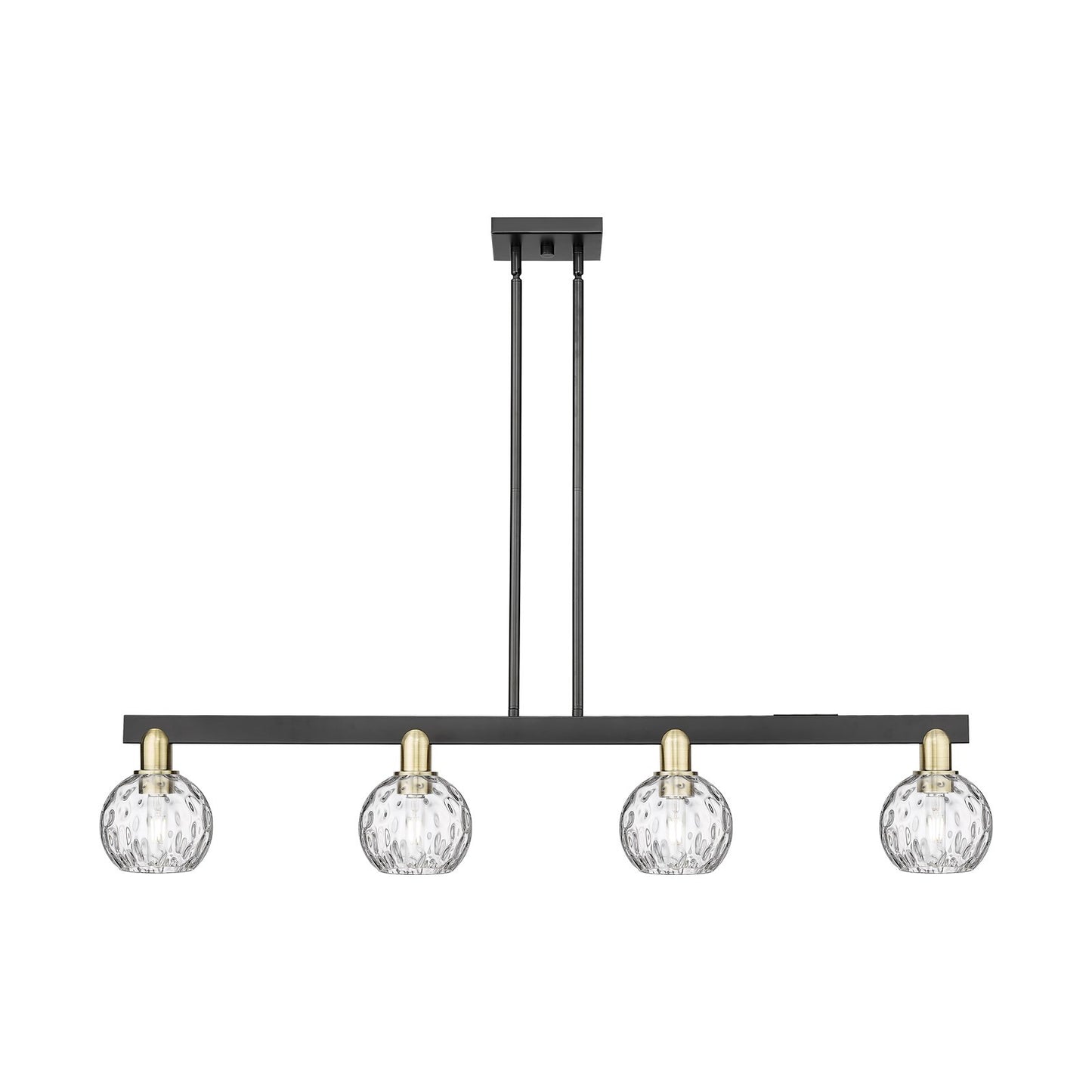 Innovations Athens Water Glass 49in 4-Light Island Light | Industrial Black Antique Brass and Clear Glass | Kitchen Island & | Model 716-4I-BAB-G1215-6