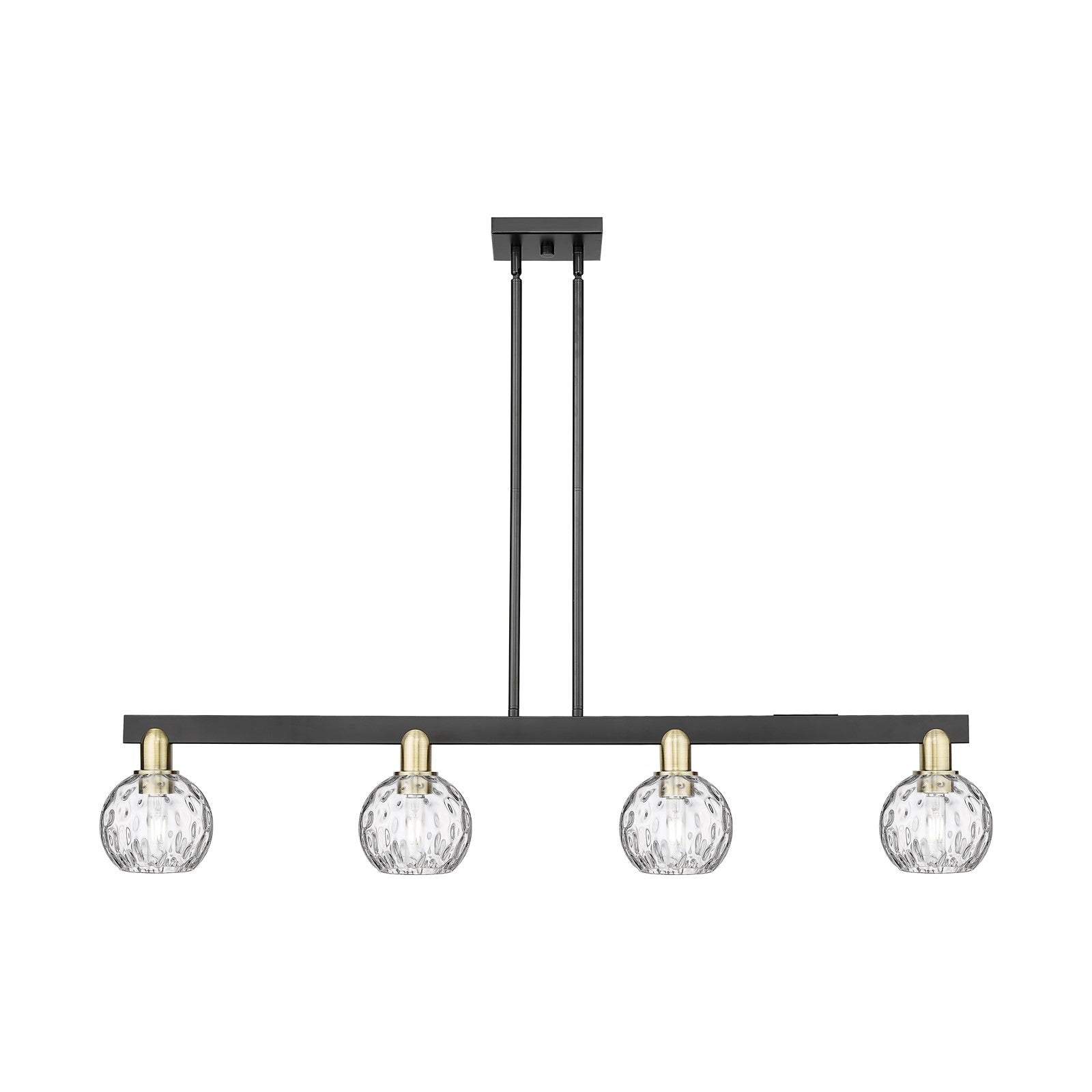Innovations Athens Water Glass 49in 4-Light Island Light | Industrial Black Antique Brass and Clear Glass | Kitchen Island & | Model 716-4I-BAB-G1215-6