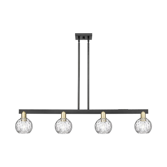 Innovations Athens Water Glass 49in 4-Light Island Light | Industrial Black Antique Brass and Clear Glass | Kitchen Island & | Model 716-4I-BAB-G1215-6