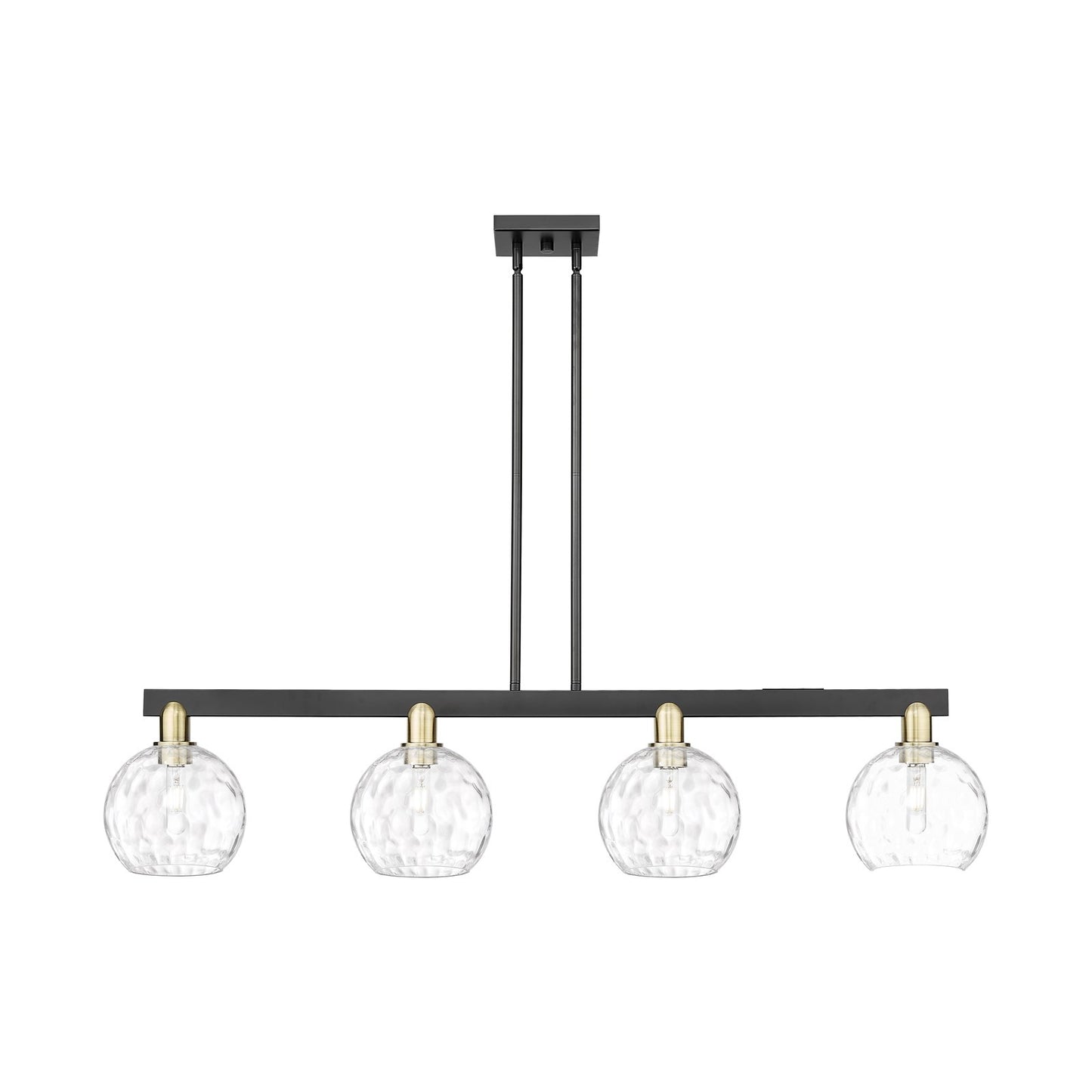 Innovations Athens Water Glass 51in 4-Light Island Light | Industrial Black Antique Brass and Clear Glass | Kitchen Island & | Model 716-4I-BAB-G1215-8