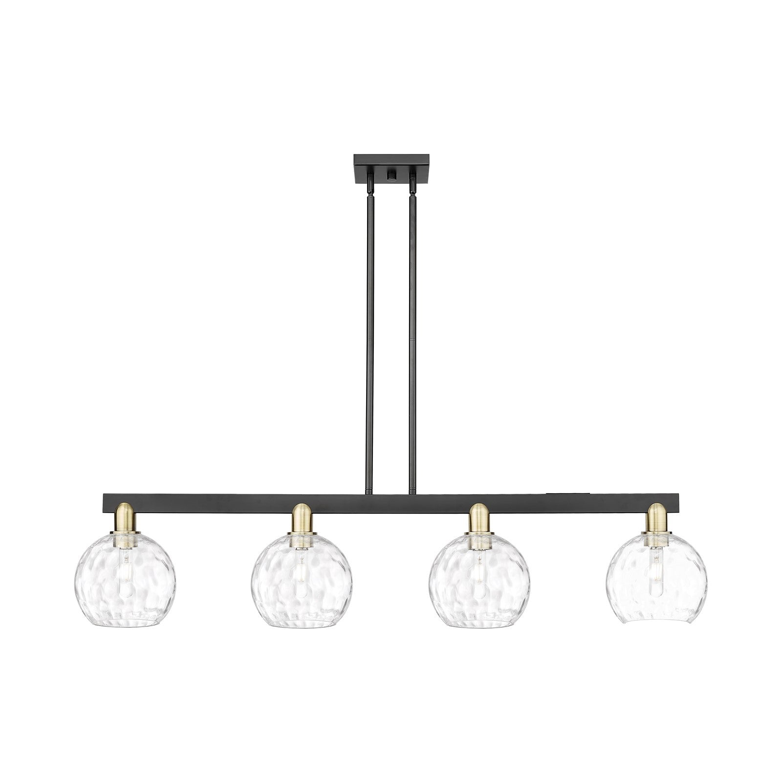 Innovations Athens Water Glass 51in 4-Light Island Light | Industrial Black Antique Brass and Clear Glass | Kitchen Island & | Model 716-4I-BAB-G1215-8