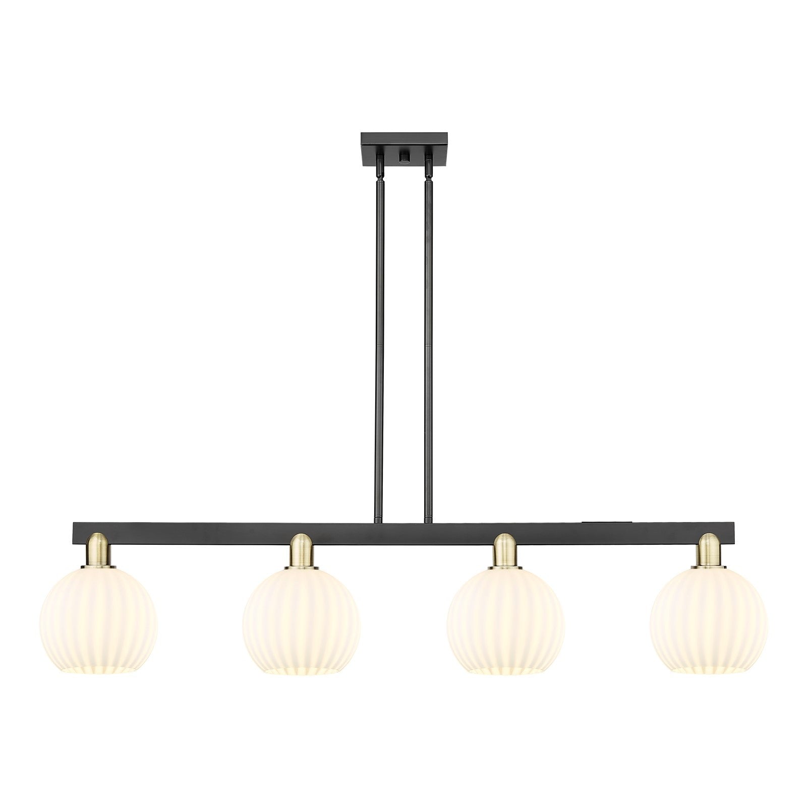 Innovations Lighting Arcadia 48in 4-Light Island Light | Modern Contemporary Black Antique Brass and White Venetian Glass | Model 716-4I-BAB-G1217-8WV