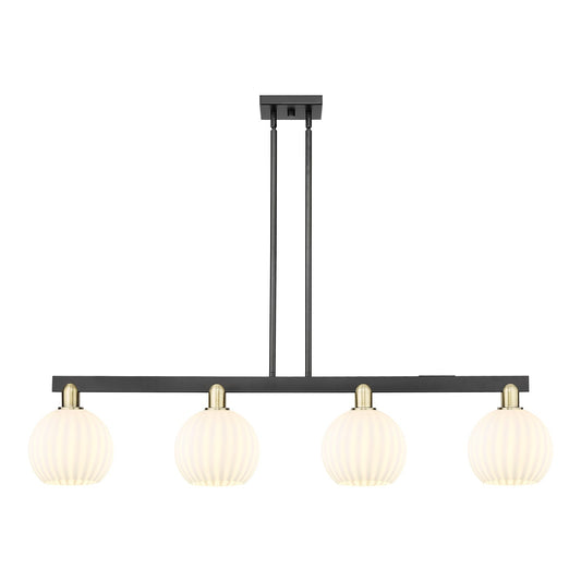 Innovations Lighting Arcadia 48in 4-Light Island Light | Modern Contemporary Black Antique Brass and White Venetian Glass | Model 716-4I-BAB-G1217-8WV