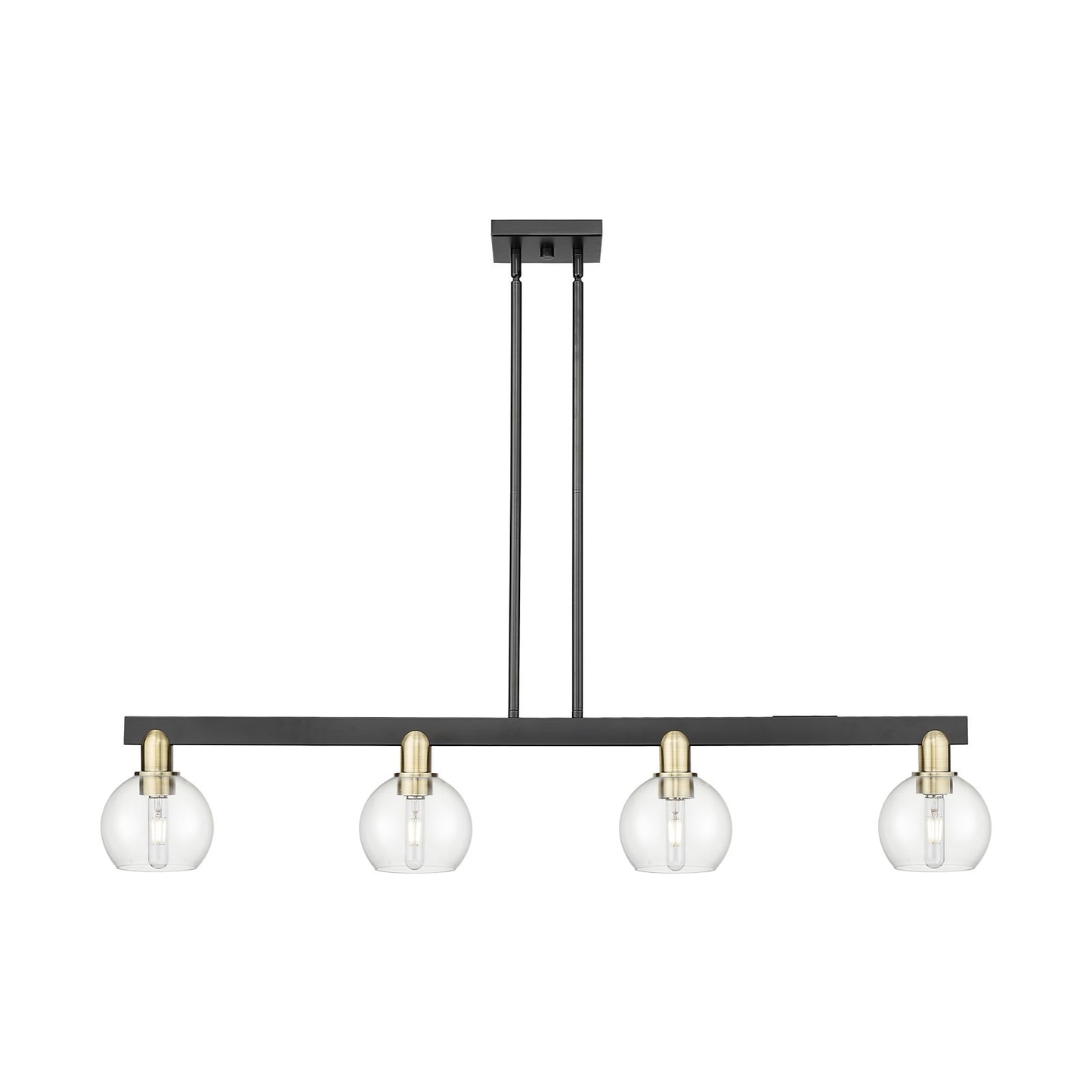 Innovations Athens 49in 4-Light Island Light | Industrial Black Antique Brass and Clear Glass | Kitchen Island & Dining Room | Model 716-4I-BAB-G122-6