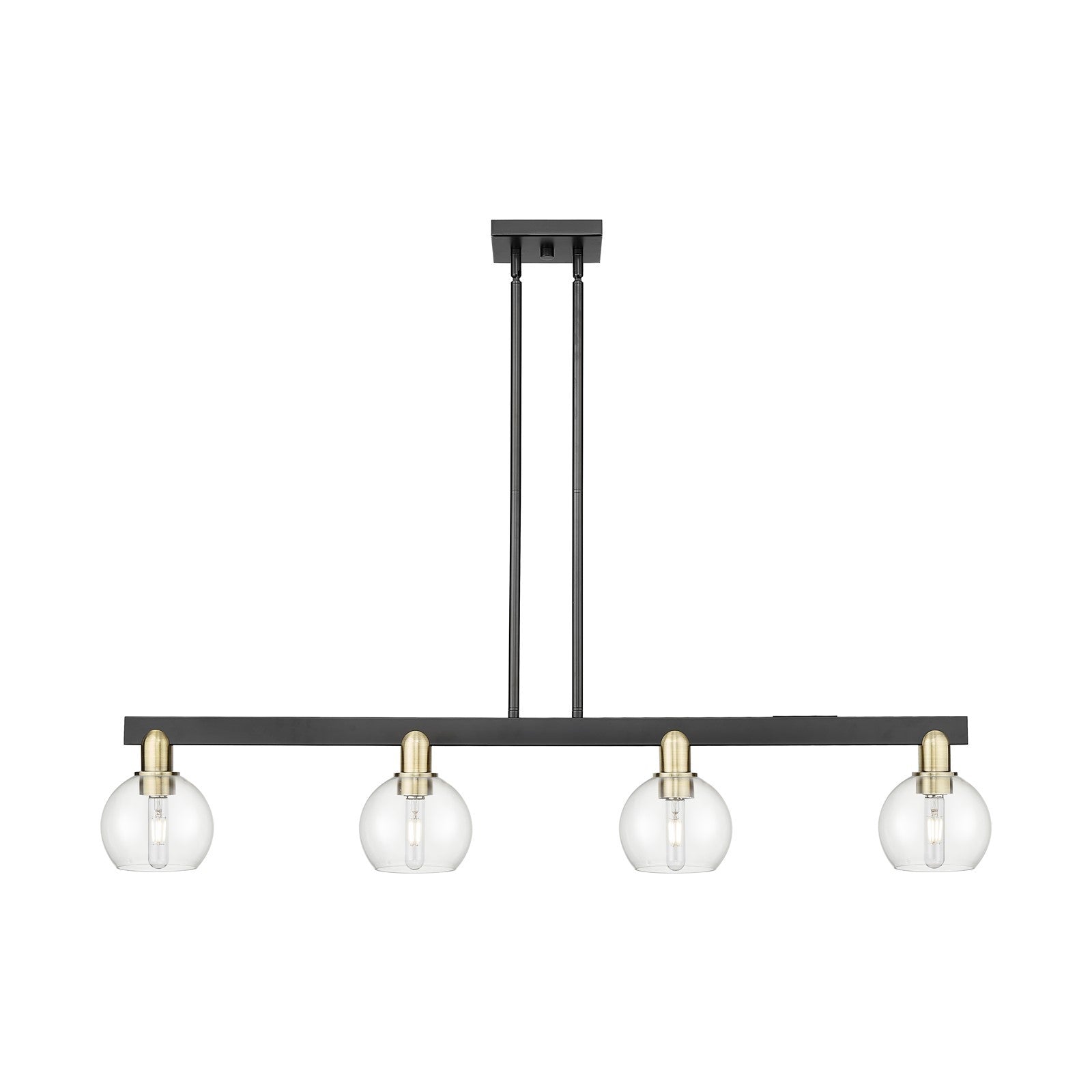 Innovations Athens 49in 4-Light Island Light | Industrial Black Antique Brass and Clear Glass | Kitchen Island & Dining Room | Model 716-4I-BAB-G122-6