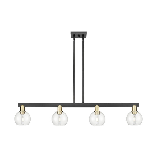 Innovations Athens 49in 4-Light Island Light | Industrial Black Antique Brass and Clear Glass | Kitchen Island & Dining Room | Model 716-4I-BAB-G122-6