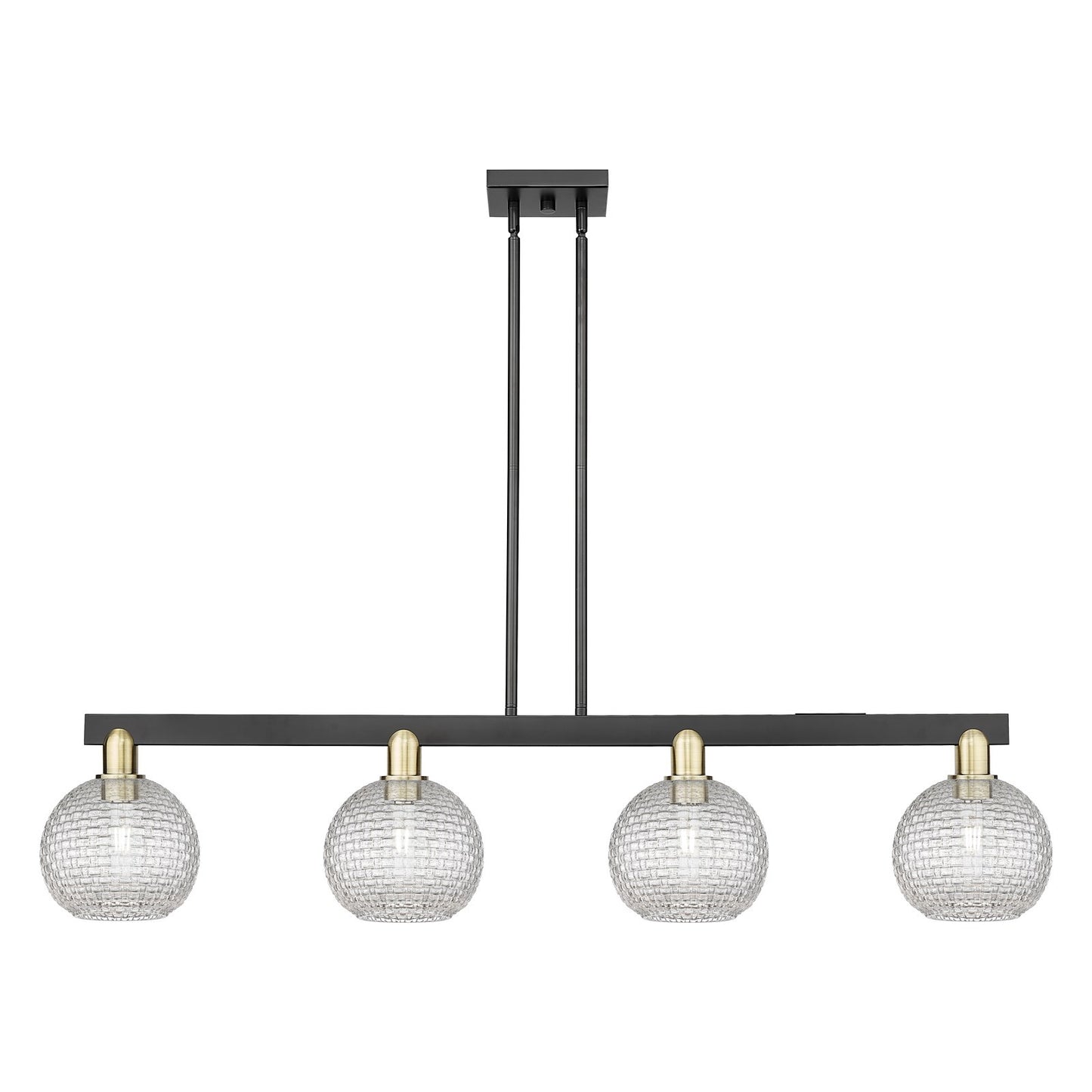 Innovations Athens 51in 4-Light Island Light | Industrial Black Antique Brass and Clear Basket Weave Glass | Kitchen Island & | Model 716-4I-BAB-G122C-8CL