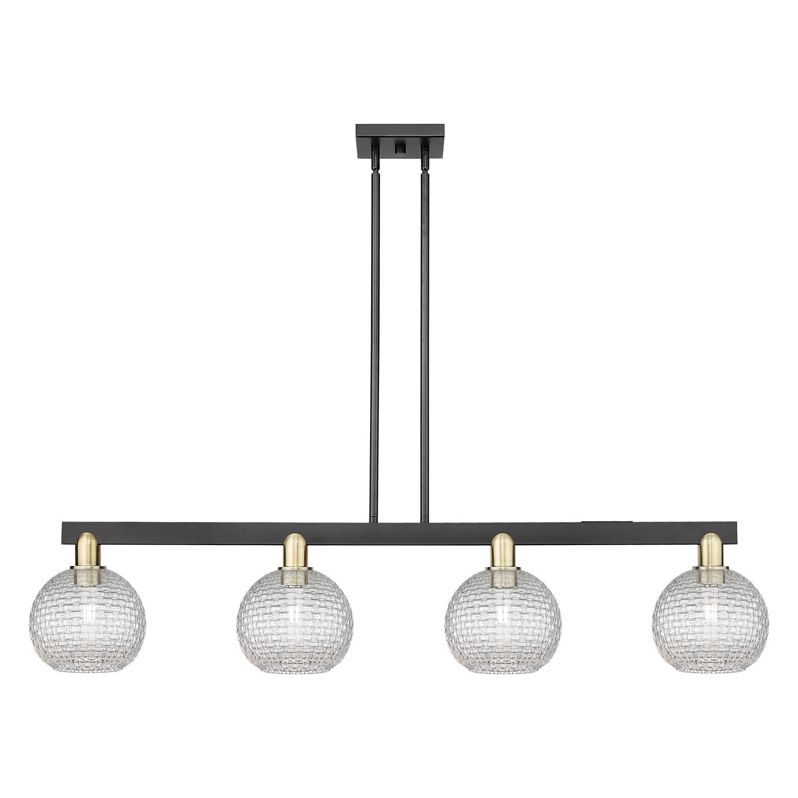 Innovations Athens 51in 4-Light Island Light | Industrial Black Antique Brass and Clear Basket Weave Glass | Kitchen Island & | Model 716-4I-BAB-G122C-8CL