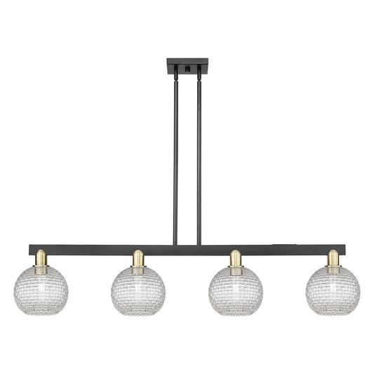 Innovations Athens 51in 4-Light Island Light | Industrial Black Antique Brass and Clear Basket Weave Glass | Kitchen Island & | Model 716-4I-BAB-G122C-8CL