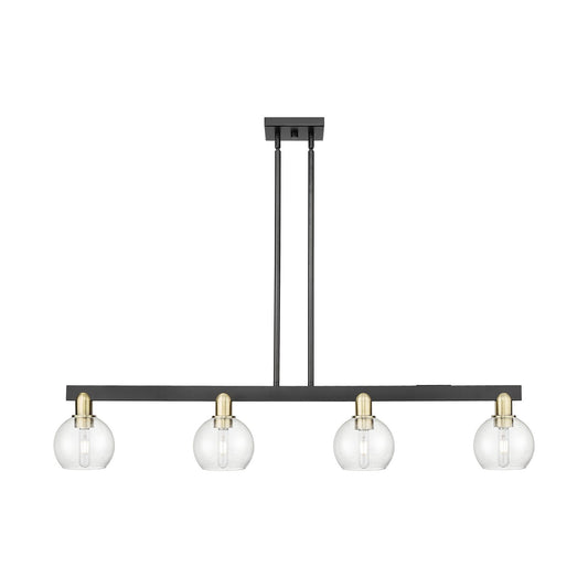 Innovations Athens 49in 4-Light Island Light | Industrial Black Antique Brass Steel and Seedy Glass | Kitchen Island & Dining | Model 716-4I-BAB-G124-6