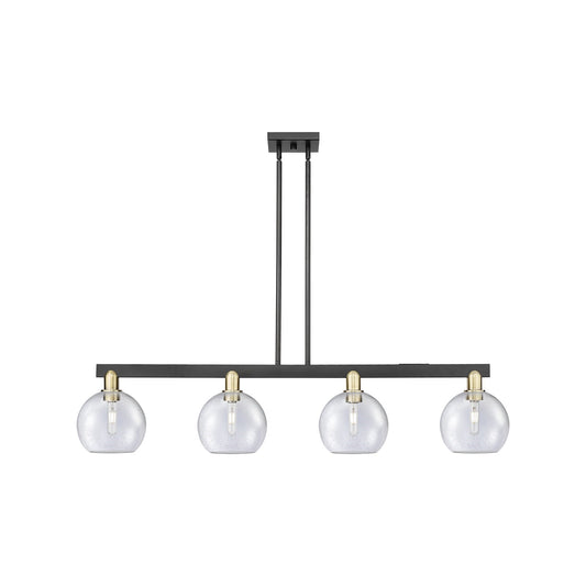 Innovations Athens 51in 4-Light Island Light | Industrial Black Antique Brass Steel and Seedy Glass | Kitchen Island & Dining | Model 716-4I-BAB-G124-8