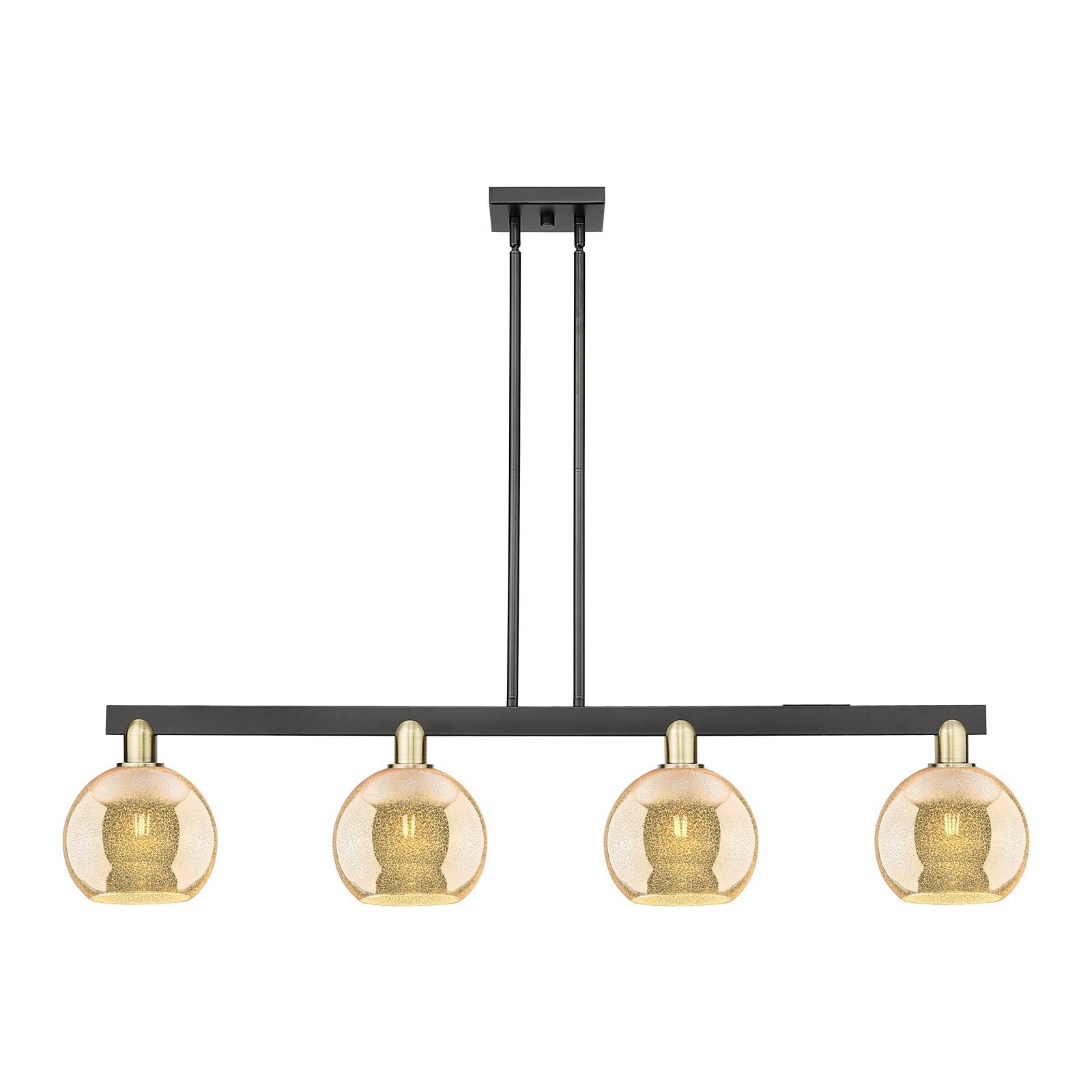 Innovations Athens 51in 4-Light Island Light | Industrial Black Antique Brass and Mercury Glass | Kitchen Island & Dining Room | Model 716-4I-BAB-G128-8