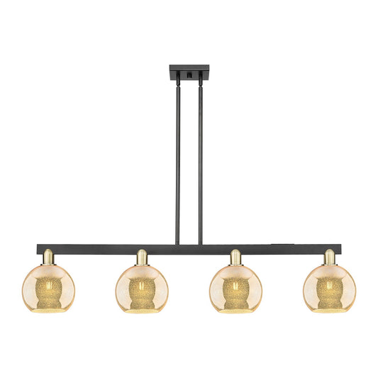 Innovations Athens 51in 4-Light Island Light | Industrial Black Antique Brass and Mercury Glass | Kitchen Island & Dining Room | Model 716-4I-BAB-G128-8