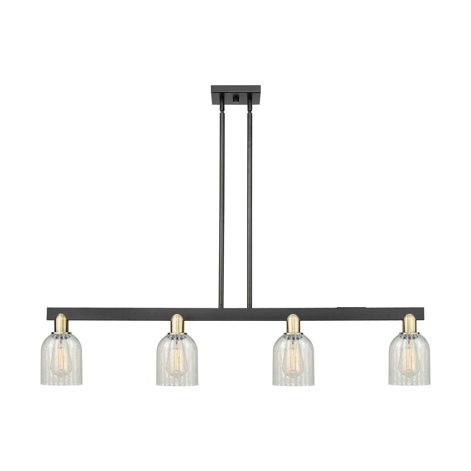 Innovations Caledonia 48in 4-Light Island Light | Industrial Black Antique Brass Steel and Mouchette Glass | Kitchen Island & | Model 716-4I-BAB-G2511