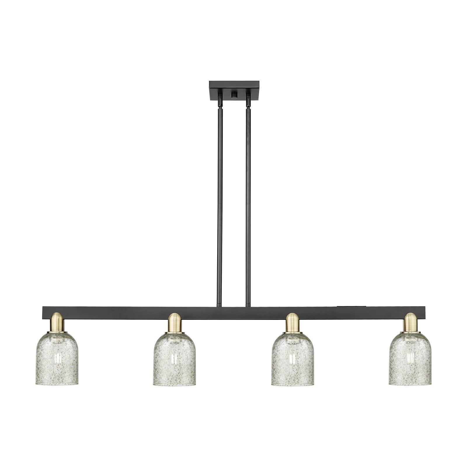 Innovations Caledonia 48in 4-Light Island Light | Industrial Black Antique Brass and Mica Glass | Kitchen Island & Dining Room | Model 716-4I-BAB-G259