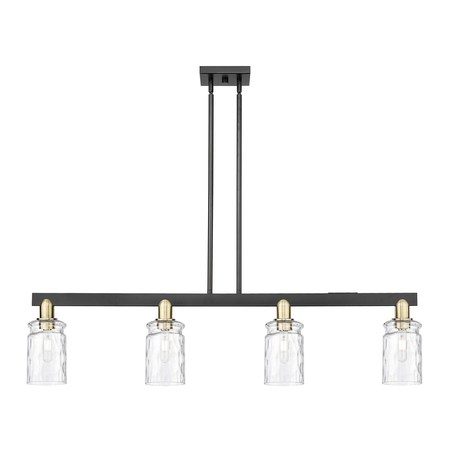 Innovations Candor 48in 4-Light Island Light | Industrial Black Antique Brass and Clear Waterglass Glass | Kitchen Island & Dining | Model 716-4I-BAB-G352