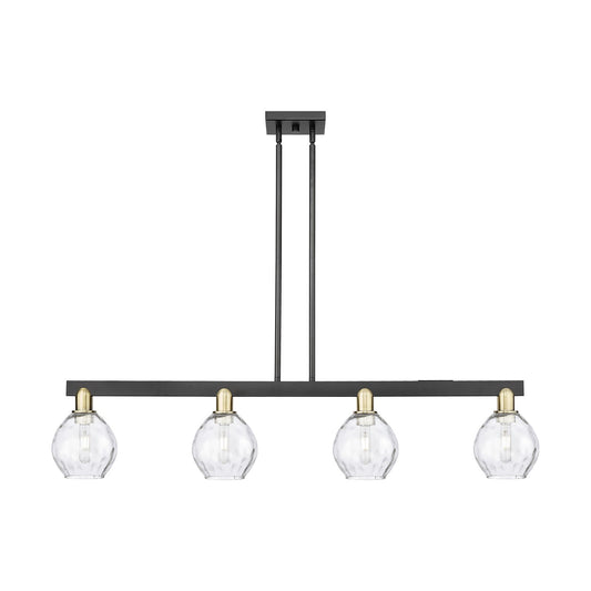 Innovations Waverly 49in 4-Light Island Light | Industrial Black Antique Brass Steel and Clear Glass | Kitchen Island & Dining | Model 716-4I-BAB-G362