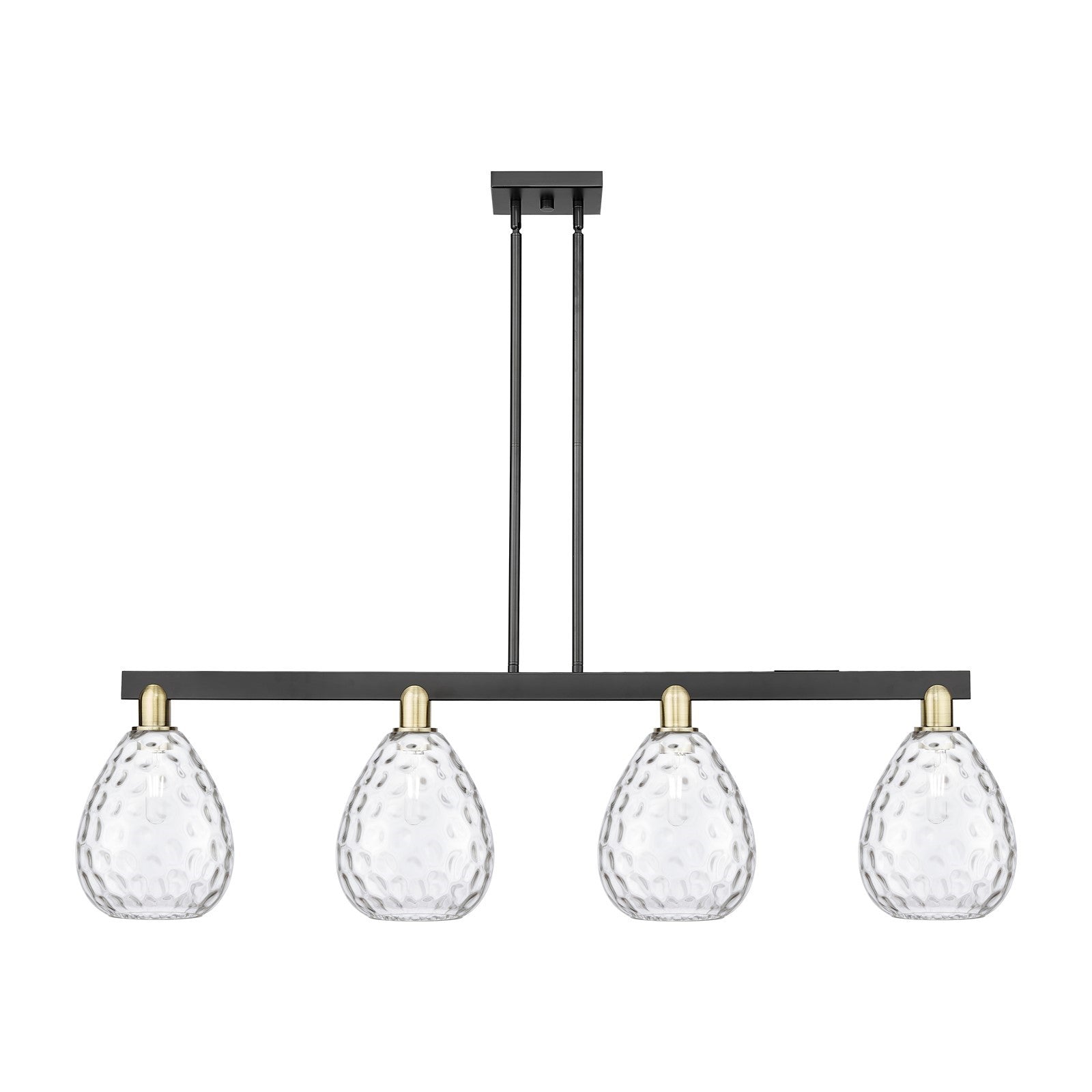 Innovations Waverly 51in 4-Light Island Light | Industrial Black Antique Brass Steel and Clear Glass | Kitchen Island & Dining | Model 716-4I-BAB-G372