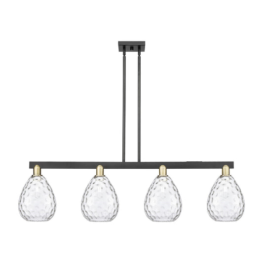 Innovations Waverly 51in 4-Light Island Light | Industrial Black Antique Brass Steel and Clear Glass | Kitchen Island & Dining | Model 716-4I-BAB-G372