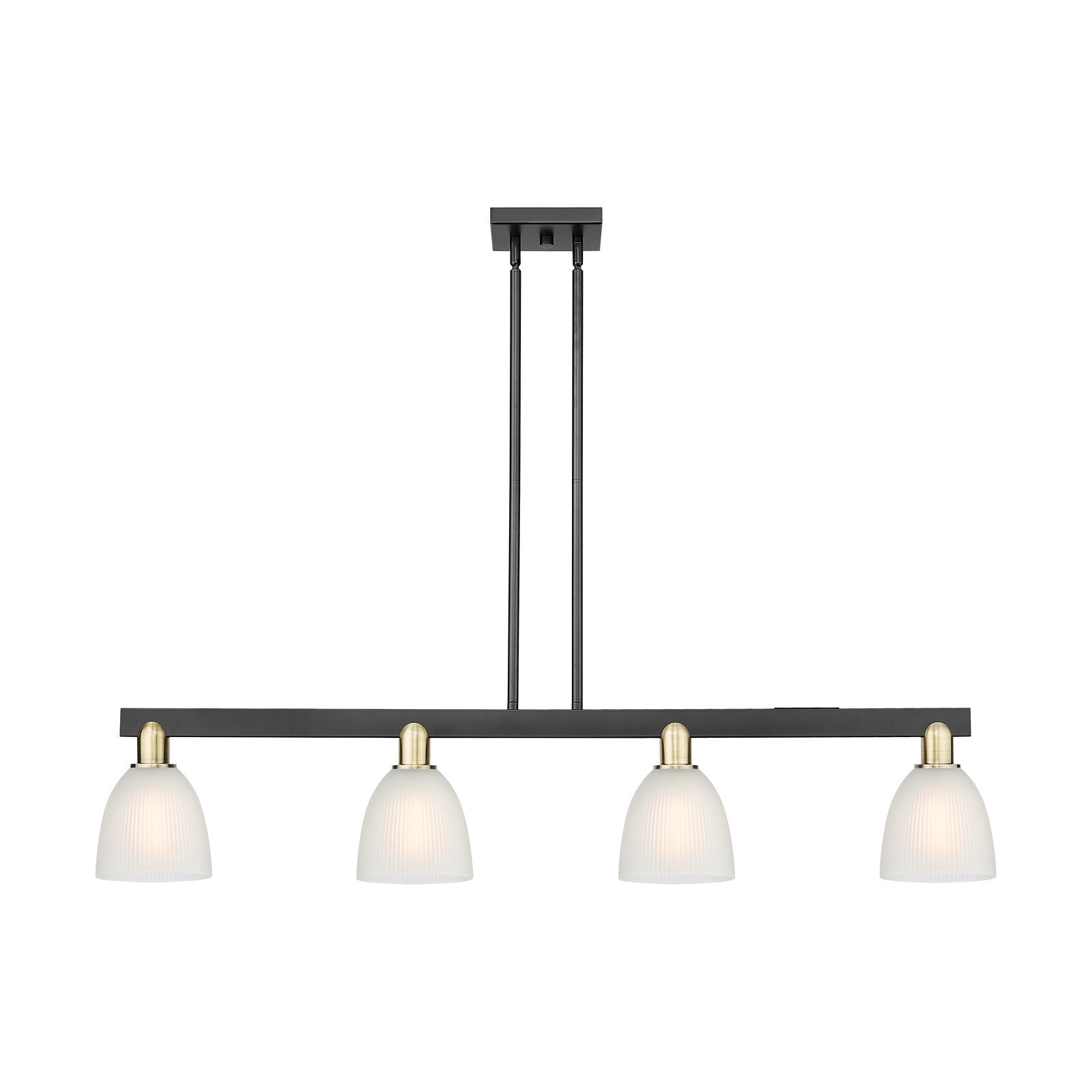 Innovations Castile 49in 4-Light Island Light | Industrial Black Antique Brass and White Glass | Kitchen Island & Dining Room | Model 716-4I-BAB-G381