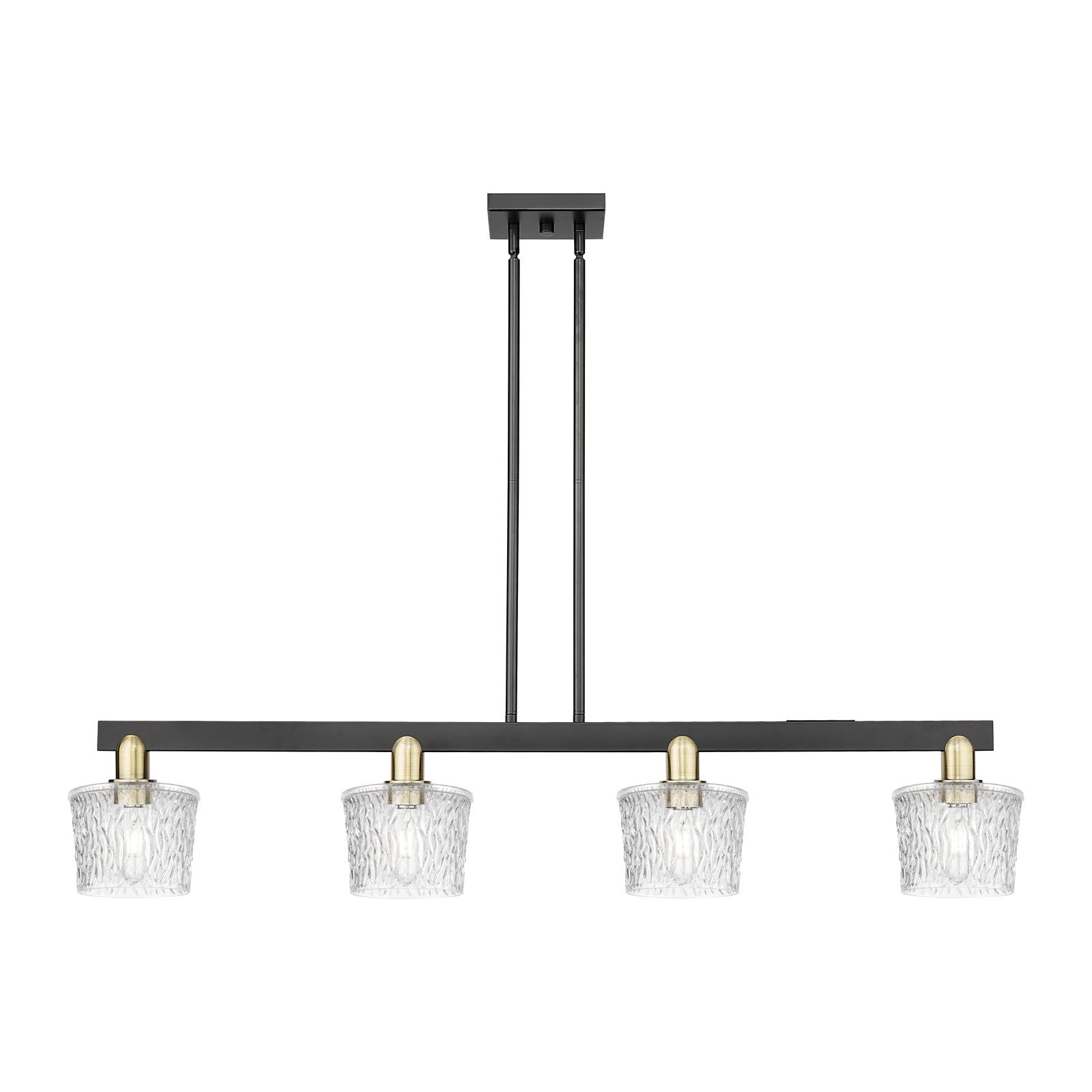 Innovations Niagara 49in 4-Light Island Light | Industrial Black Antique Brass and Clear Glass | Kitchen Island & Dining Room | Model 716-4I-BAB-G402
