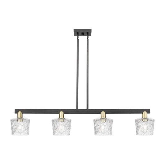 Innovations Niagara 49in 4-Light Island Light | Industrial Black Antique Brass and Clear Glass | Kitchen Island & Dining Room | Model 716-4I-BAB-G402