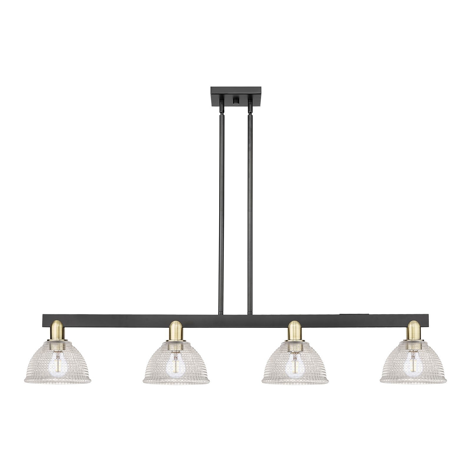 Innovations Arietta 51in 4-Light Island Light | Industrial Black Antique Brass and Clear Glass | Kitchen Island & Dining Room | Model 716-4I-BAB-G422