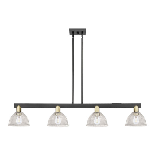 Innovations Arietta 51in 4-Light Island Light | Industrial Black Antique Brass and Clear Glass | Kitchen Island & Dining Room | Model 716-4I-BAB-G422