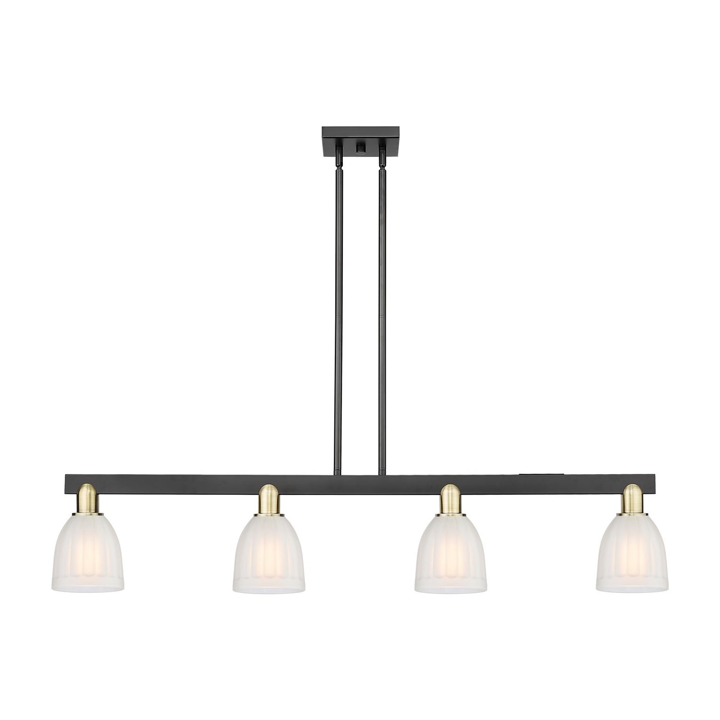 Innovations Brookfield 49in 4-Light Island Light | Industrial Black Antique Brass and White Frosted Ribbed Glass | Kitchen Island | Model 716-4I-BAB-G441