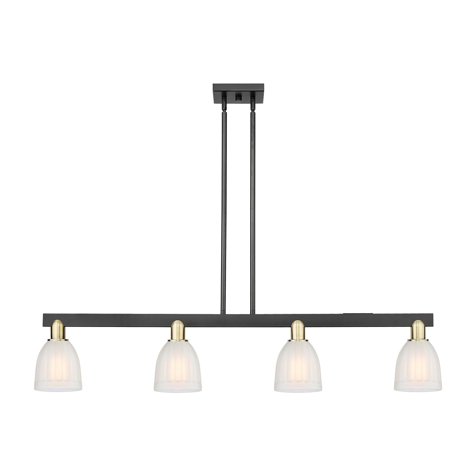 Innovations Brookfield 49in 4-Light Island Light | Industrial Black Antique Brass and White Frosted Ribbed Glass | Kitchen Island | Model 716-4I-BAB-G441