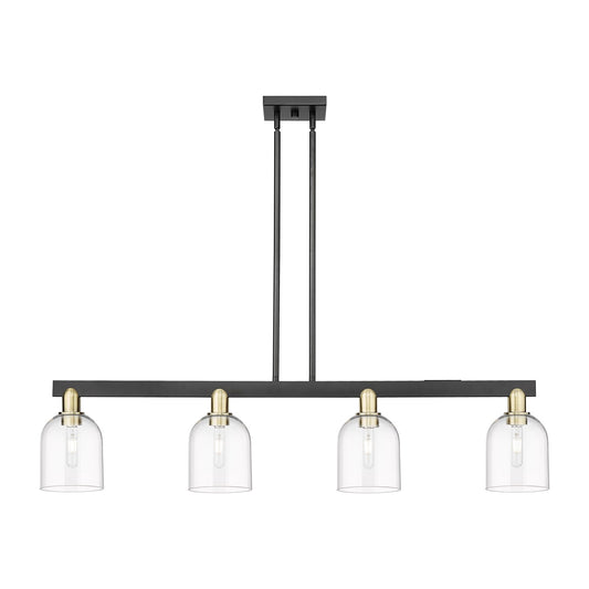 Innovations Bella 48in 4-Light Island Light | Industrial Black Antique Brass and Clear Glass | Kitchen Island & Dining Room | Model 716-4I-BAB-G558-6CL