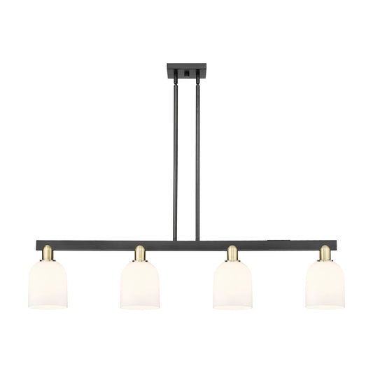 Innovations Bella 48in 4-Light Island Light | Industrial Black Antique Brass and White Glass | Kitchen Island & Dining Room | Model 716-4I-BAB-G558-6GWH