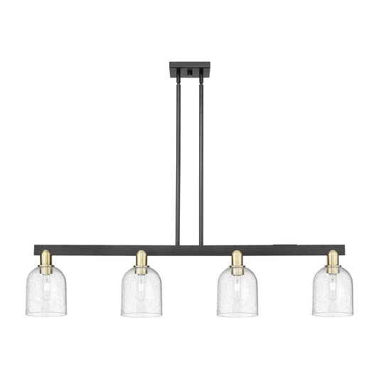 Innovations Bella 48in 4-Light Island Light | Industrial Black Antique Brass Steel and Seedy Glass | Kitchen Island & Dining | Model 716-4I-BAB-G558-6SDY