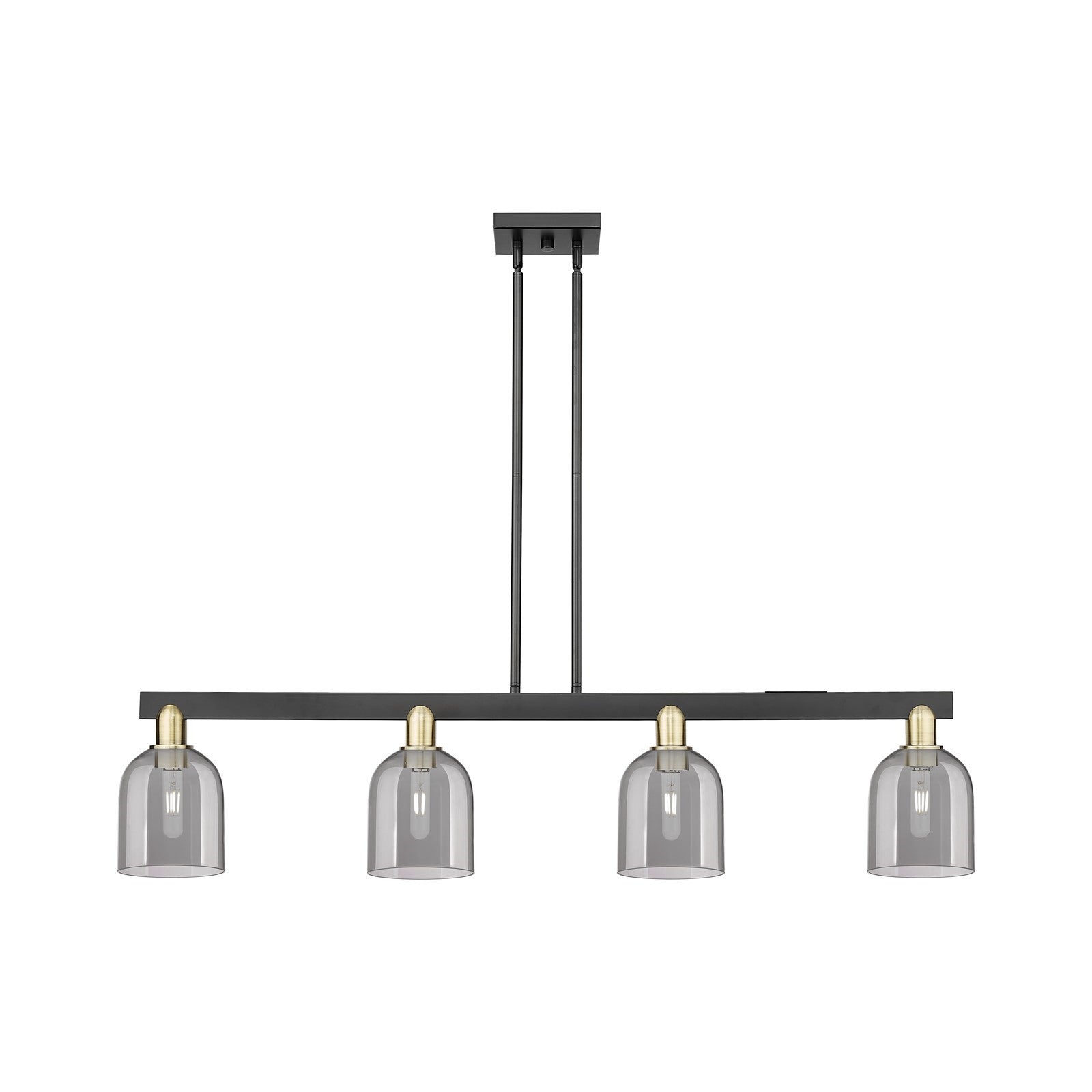 Innovations Bella 48in 4-Light Island Light | Industrial Black Antique Brass and Light Smoke Glass | Kitchen Island & Dining | Model 716-4I-BAB-G558-6SM