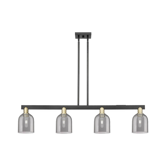 Innovations Bella 48in 4-Light Island Light | Industrial Black Antique Brass and Light Smoke Glass | Kitchen Island & Dining | Model 716-4I-BAB-G558-6SM