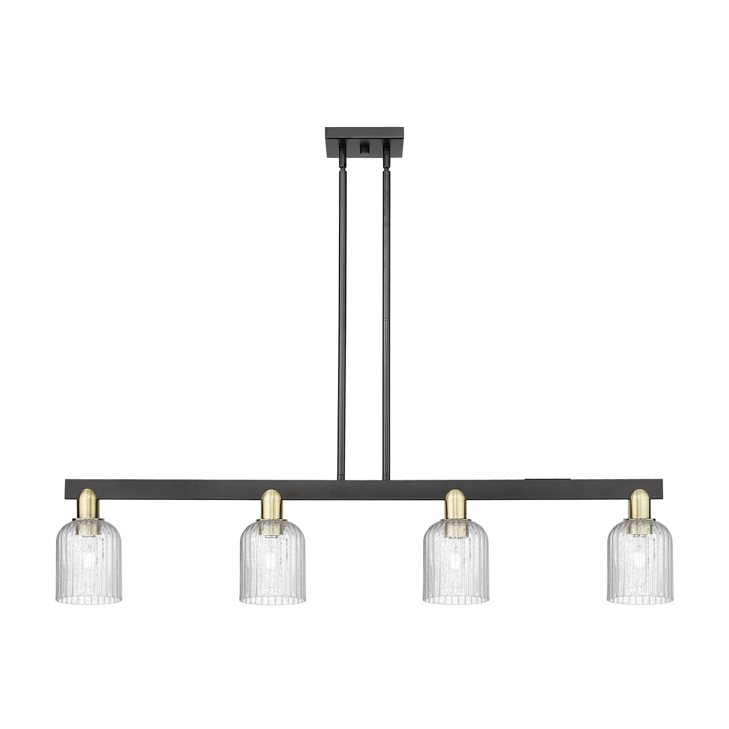 Innovations Bridal Veil 48in 4-Light Island Light | Industrial Black Antique Brass Steel and Seedy Ribbed Glass | Kitchen | Model 716-4I-BAB-G559-5SDY