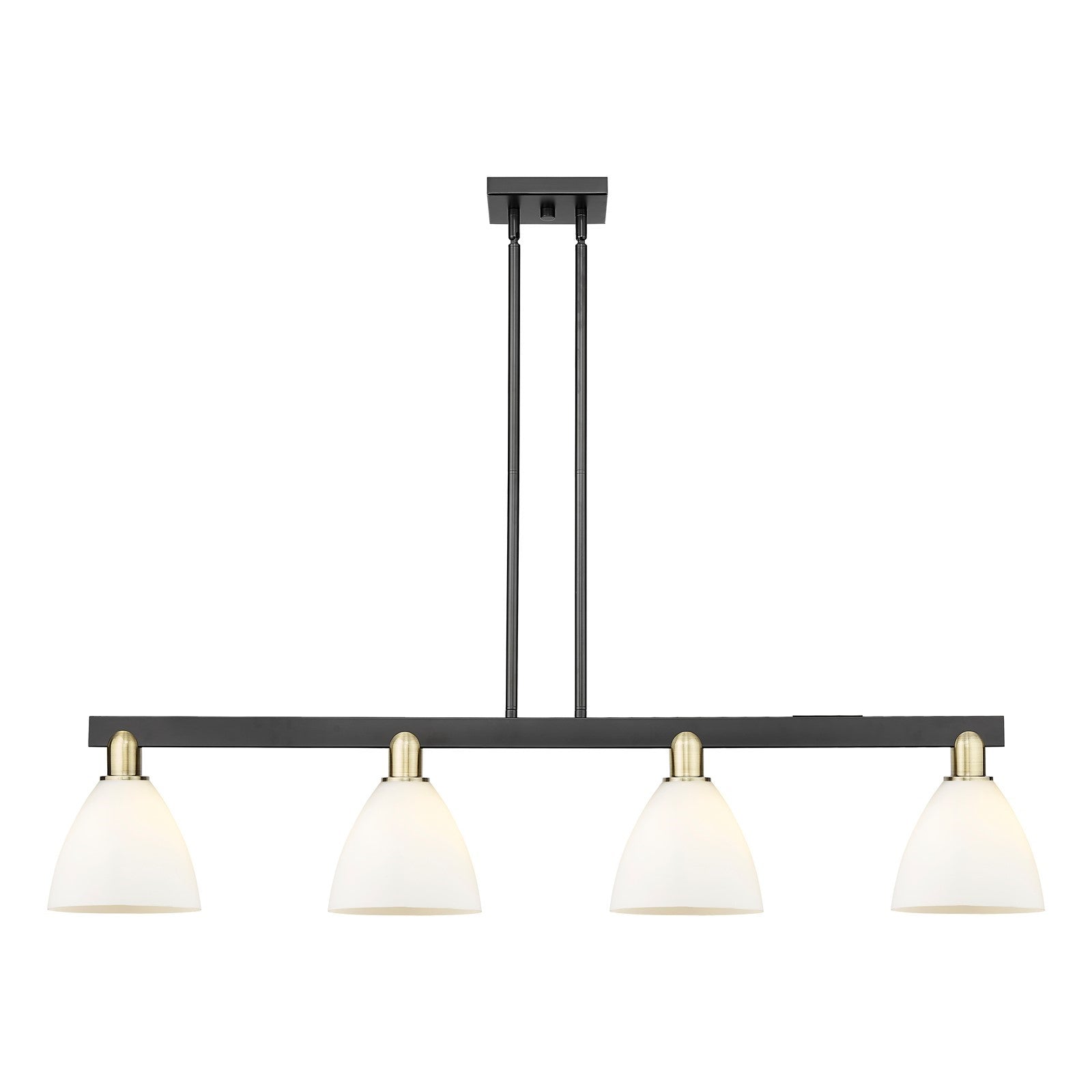 Innovations Bristol 50in 4-Light Island Light | Industrial Black Antique Brass Steel and Matte White Glass | Kitchen Island & | Model 716-4I-BAB-GBD-751