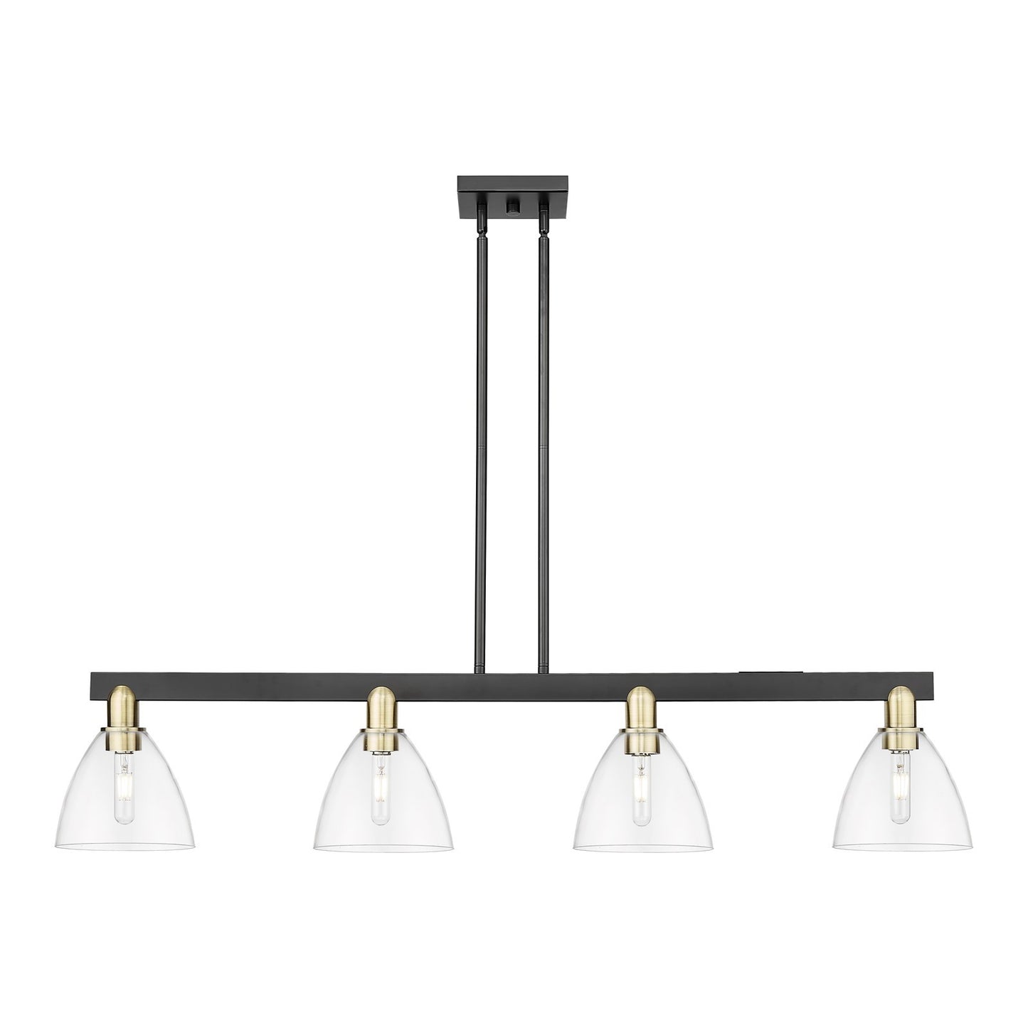 Innovations Bristol 50in 4-Light Island Light | Industrial Black Antique Brass and Clear Glass | Kitchen Island & Dining Room | Model 716-4I-BAB-GBD-752