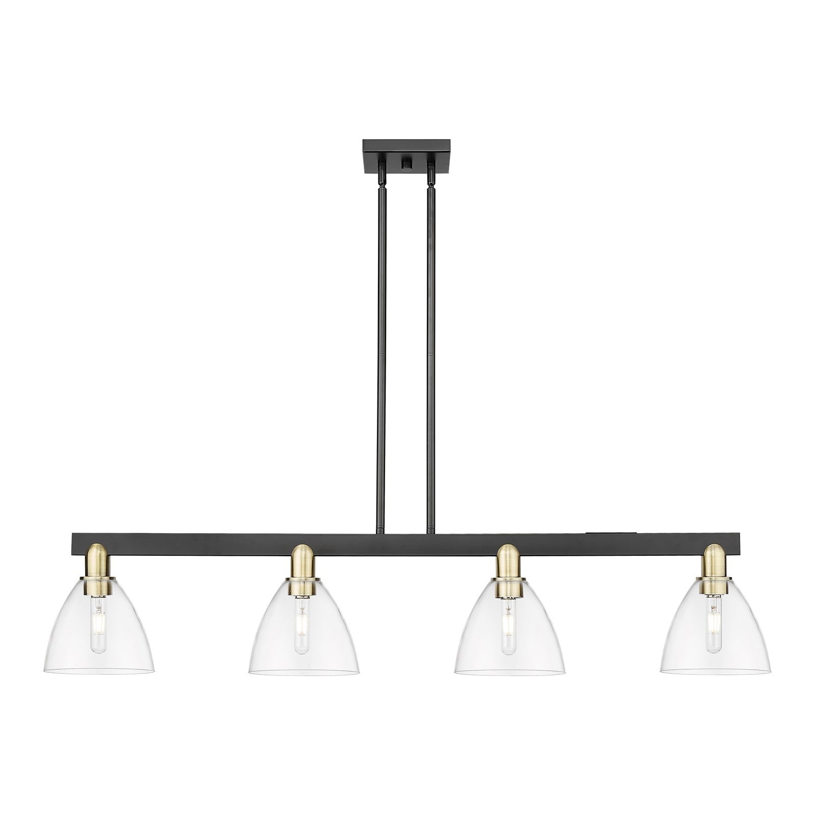 Innovations Bristol 50in 4-Light Island Light | Industrial Black Antique Brass and Clear Glass | Kitchen Island & Dining Room | Model 716-4I-BAB-GBD-752