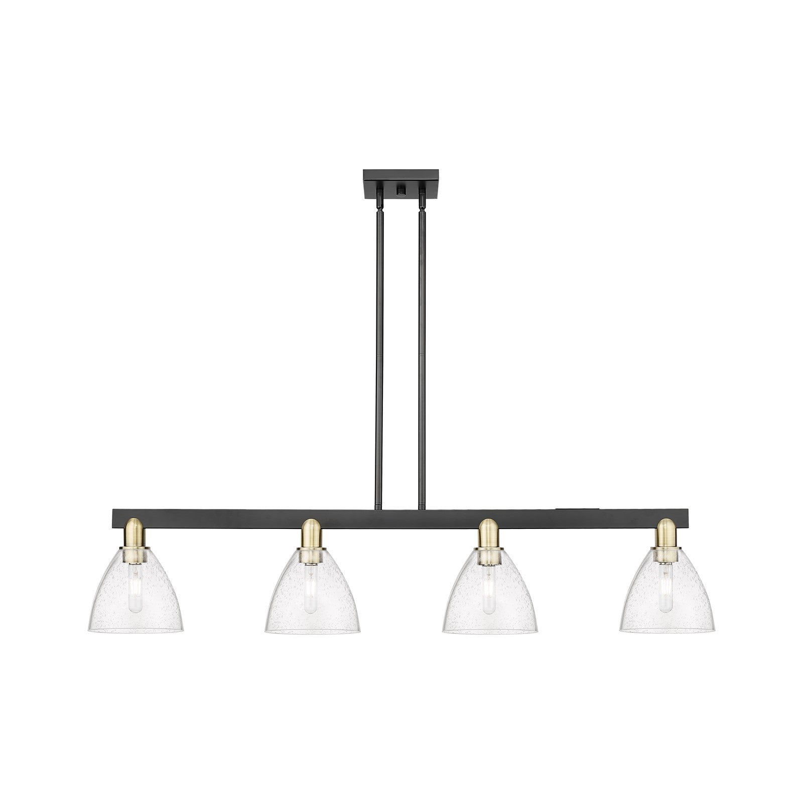 Innovations Bristol 50.25in 4-Light Island Light | Industrial Black Antique Brass Steel and Seedy Glass | Kitchen Island & | Model 716-4I-BAB-GBD-754