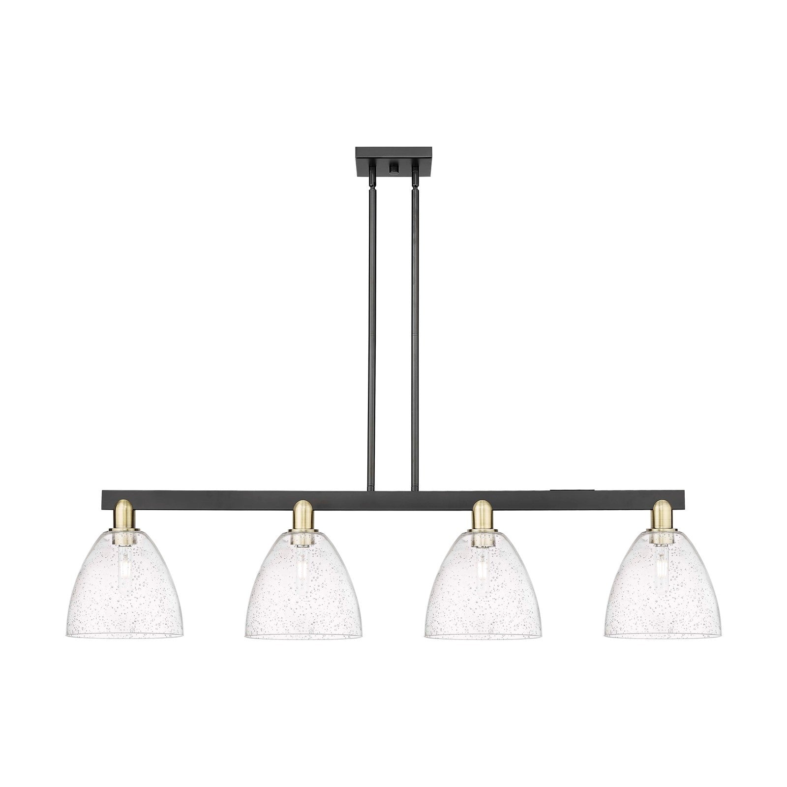 Innovations Bristol 52in 4-Light Island Light | Industrial Black Antique Brass Steel and Seedy Glass | Kitchen Island & Dining | Model 716-4I-BAB-GBD-94