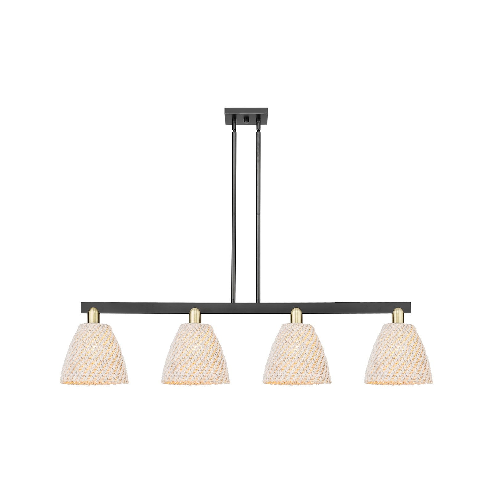 Innovations Bristol Natural 52in 4-Light Island Light | Industrial Black Antique Brass and Natural Fiber Dome Shade | Kitchen | Model 716-4I-BAB-NBD-9-NAT