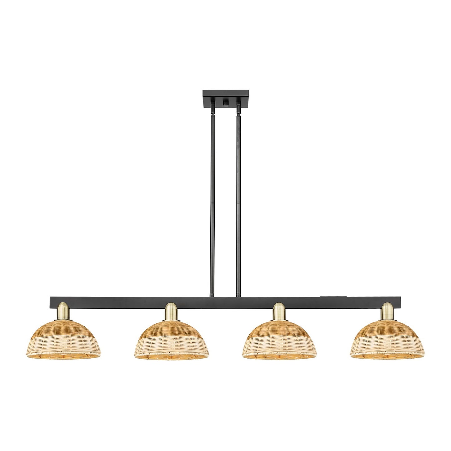 Innovations Bristol Natural II 52in 4-Light Island Light | Industrial Black Antique Brass and Natural Fiber Shade | Kitchen | Model 716-4I-BAB-NBD2-9-NAT
