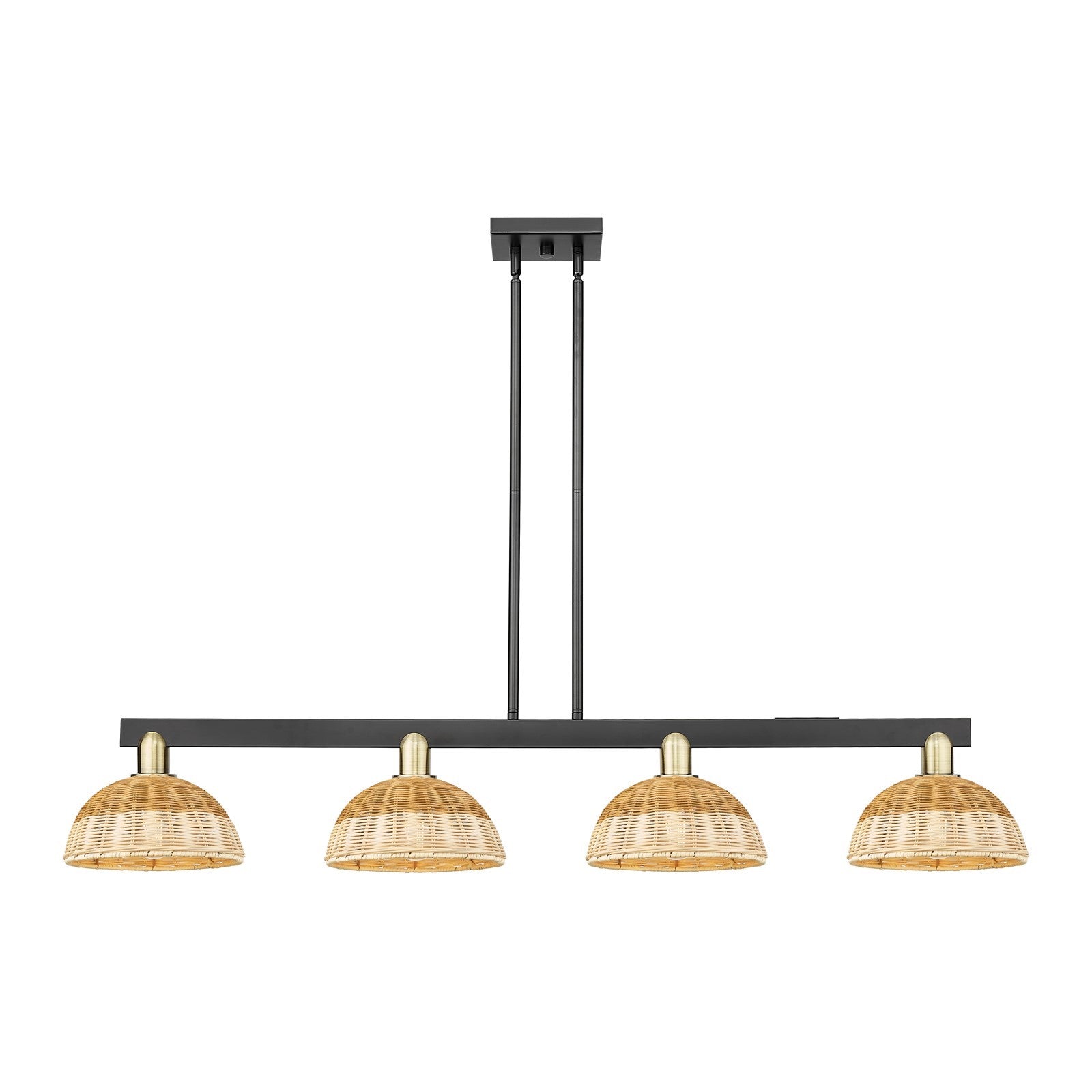 Innovations Bristol Natural II 52in 4-Light Island Light | Industrial Black Antique Brass and Natural Fiber Shade | Kitchen | Model 716-4I-BAB-NBD2-9-NAT