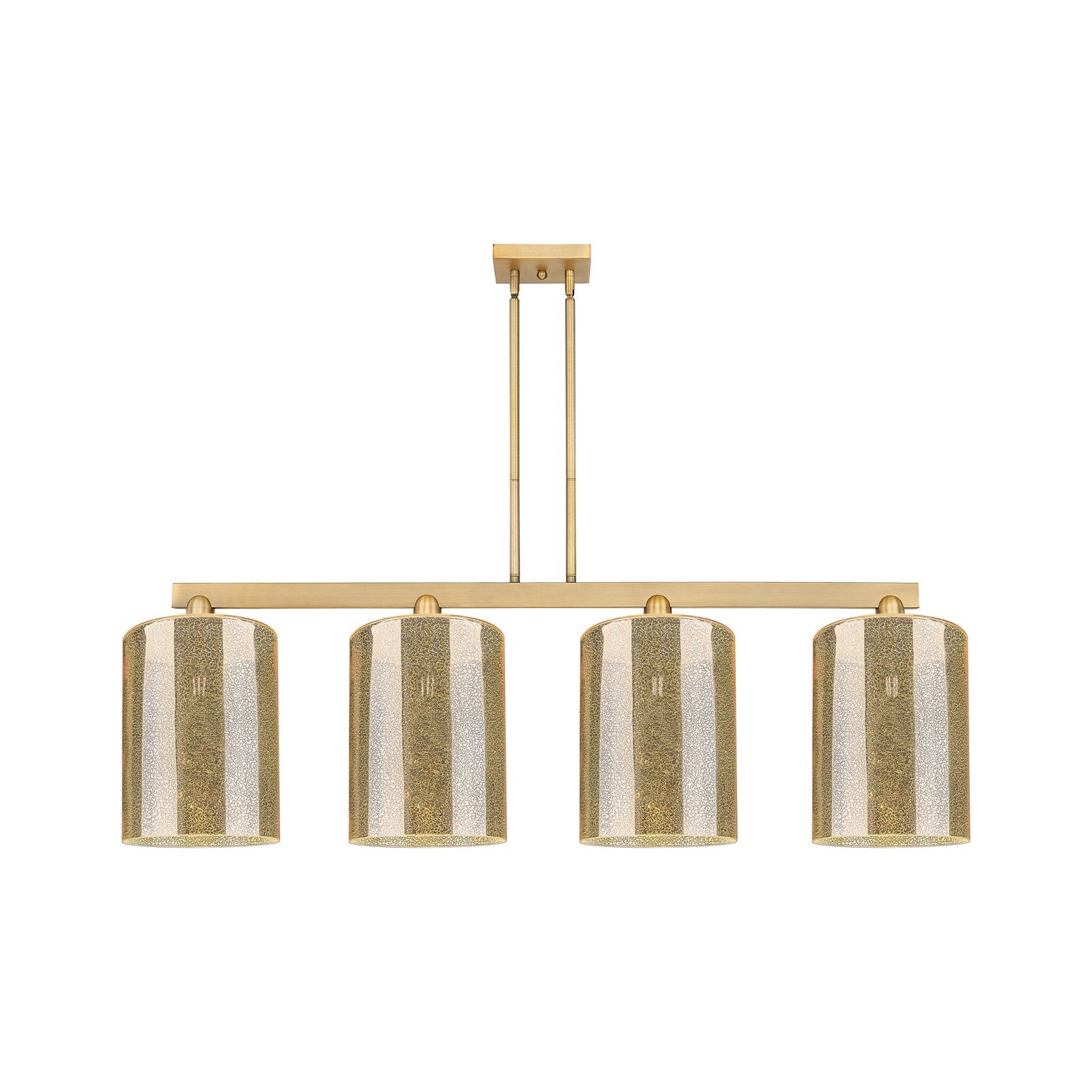 Innovations Cobbleskill 52in 4-Light Island Light | Industrial Brushed Brass Steel and Mercury Glass | Kitchen Island & Dining | Model 716-4I-BB-G116-L