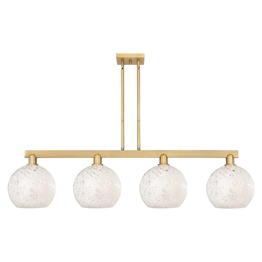 Innovations Lighting Arcadia 53in 4-Light Island Light | Industrial Brushed Brass and White Mouchette Glass | Kitchen Island | Model 716-4I-BB-G1216-10WM
