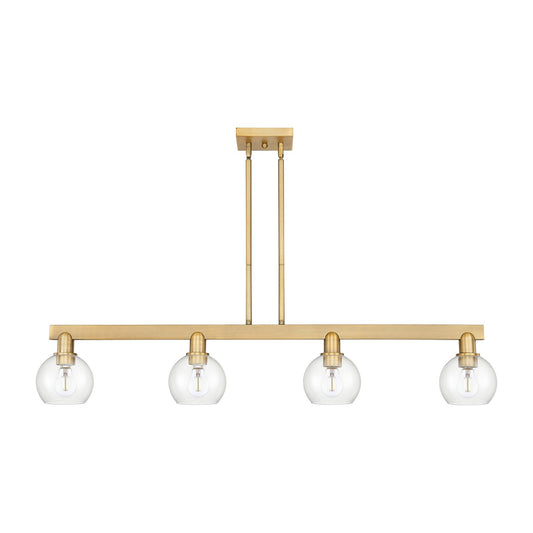 Innovations Athens 49in 4-Light Island Light | Industrial Brushed Brass and Clear Glass | Kitchen Island & Dining Room | Model 716-4I-BB-G122-6