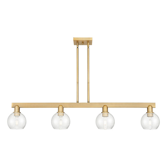 Innovations Athens 49in 4-Light Island Light | Industrial Brushed Brass Steel and Seedy Glass | Kitchen Island & Dining Room | Model 716-4I-BB-G124-6
