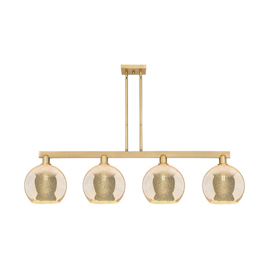Innovations Athens 53in 4-Light Island Light | Industrial Brushed Brass Steel and Mercury Glass | Kitchen Island & Dining Room | Model 716-4I-BB-G128-10