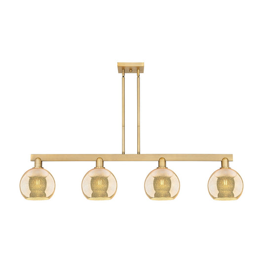 Innovations Athens 51in 4-Light Island Light | Industrial Brushed Brass Steel and Mercury Glass | Kitchen Island & Dining Room | Model 716-4I-BB-G128-8